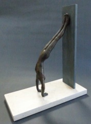 "Handstand I" - bronze on stone base - (32 cm)